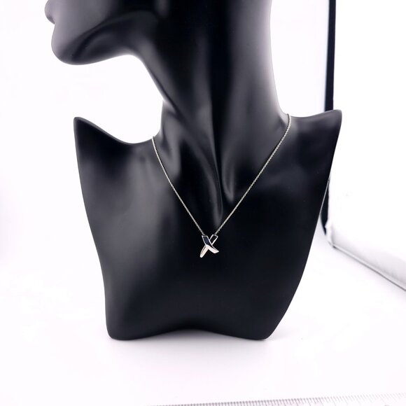 Tiffany & Co. Sterling Silver Paloma Picasso X Kiss Pendant Necklace 16"inch - Picture 3 of 13